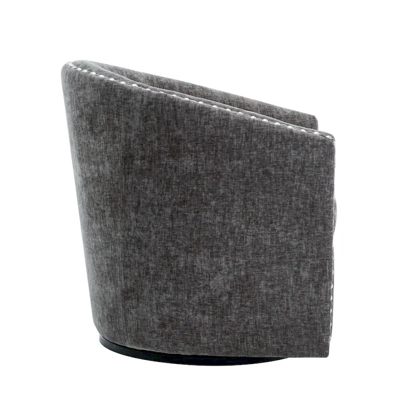 Fauteuil d'appoint pivotant en tissu de forme tonneau