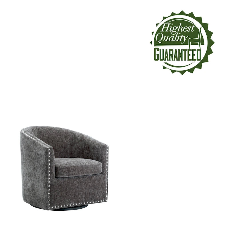 Fauteuil d'appoint pivotant en tissu de forme tonneau