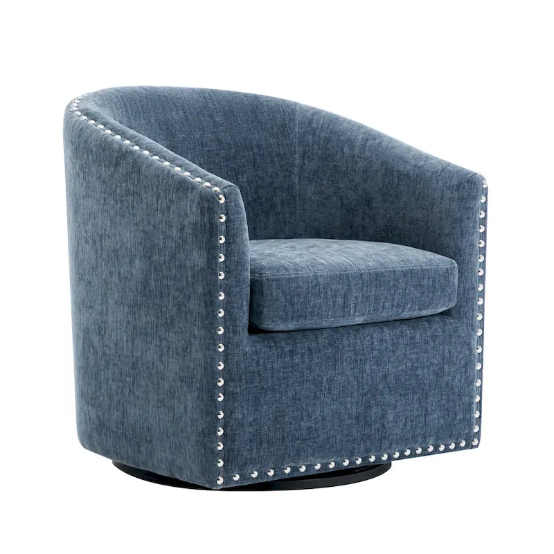 Fauteuil d'appoint pivotant en tissu de forme tonneau