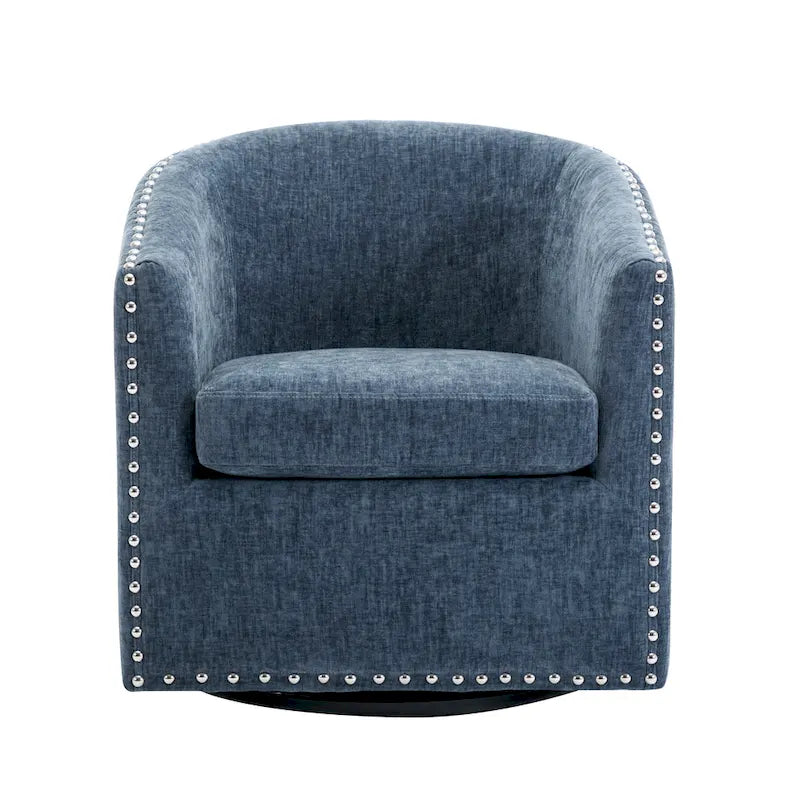 Fauteuil d'appoint pivotant en tissu de forme tonneau