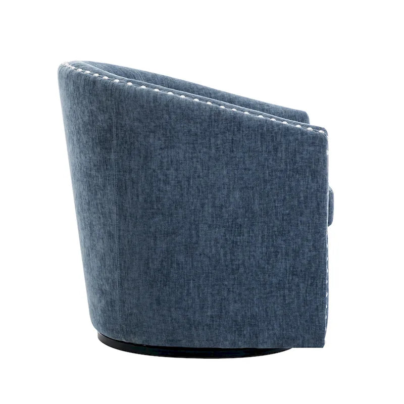 Fauteuil d'appoint pivotant en tissu de forme tonneau