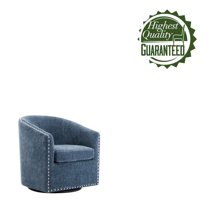 Fauteuil d'appoint pivotant en tissu de forme tonneau