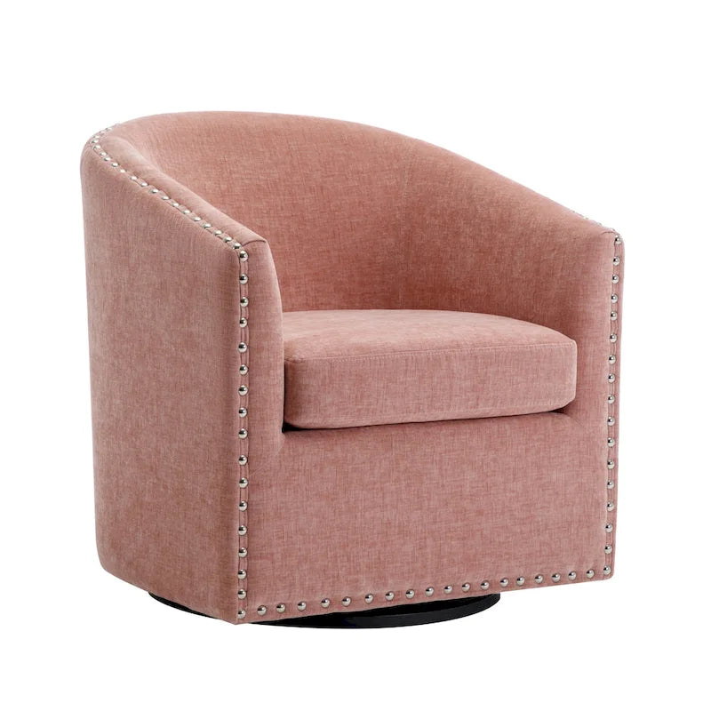 Fauteuil d'appoint pivotant en tissu de forme tonneau