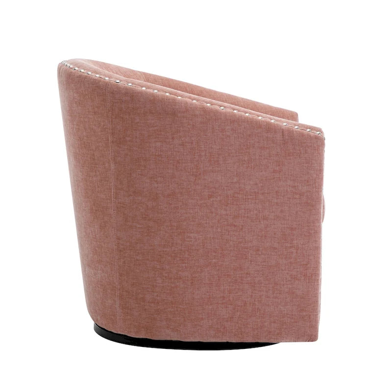 Fauteuil d'appoint pivotant en tissu de forme tonneau