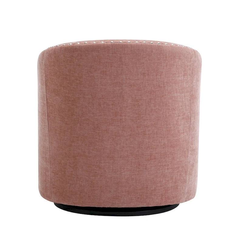 Fauteuil d'appoint pivotant en tissu de forme tonneau