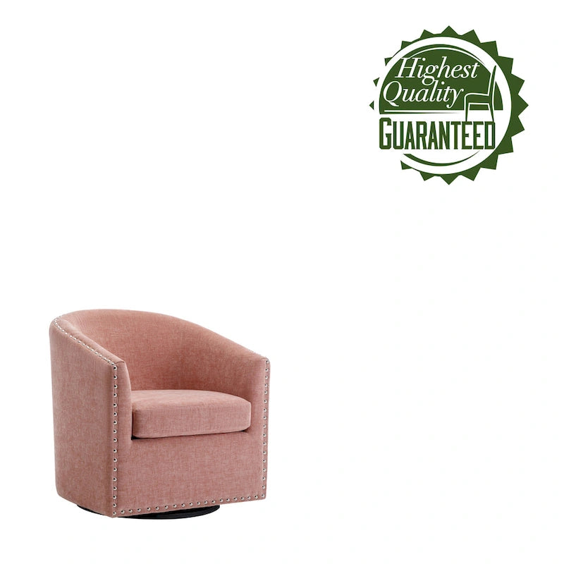 Fauteuil d'appoint pivotant en tissu de forme tonneau