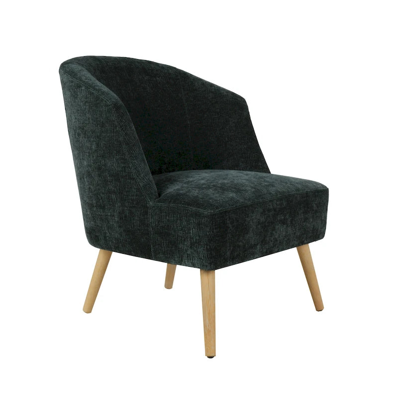 Fauteuil baquet garni de velours côtelé, avec pieds en bois d'hévéa