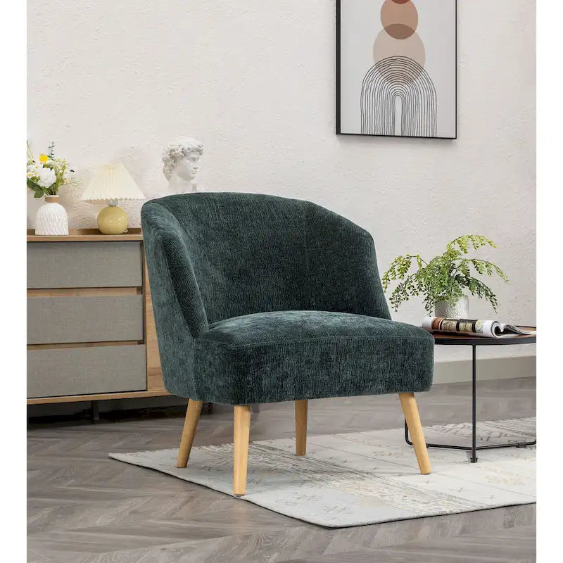 Fauteuil baquet garni de velours côtelé, avec pieds en bois d'hévéa