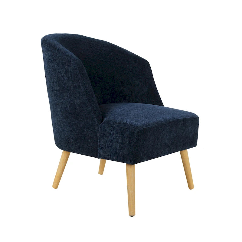 Fauteuil baquet garni de velours côtelé, avec pieds en bois d'hévéa