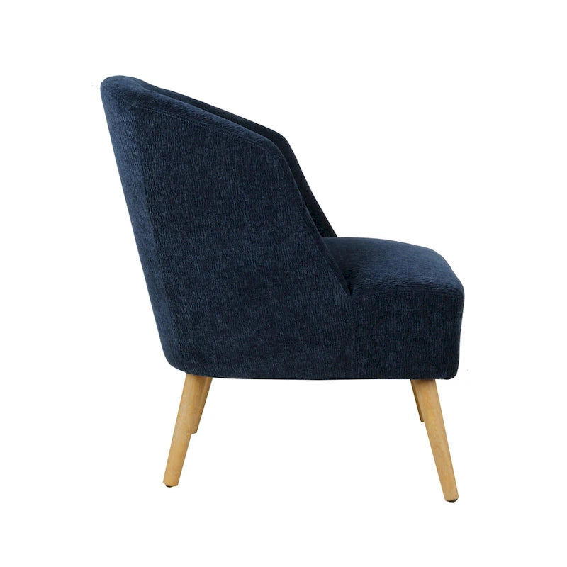 Fauteuil baquet garni de velours côtelé, avec pieds en bois d'hévéa