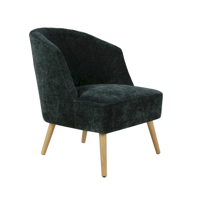Fauteuil baquet garni de velours côtelé, avec pieds en bois d'hévéa
