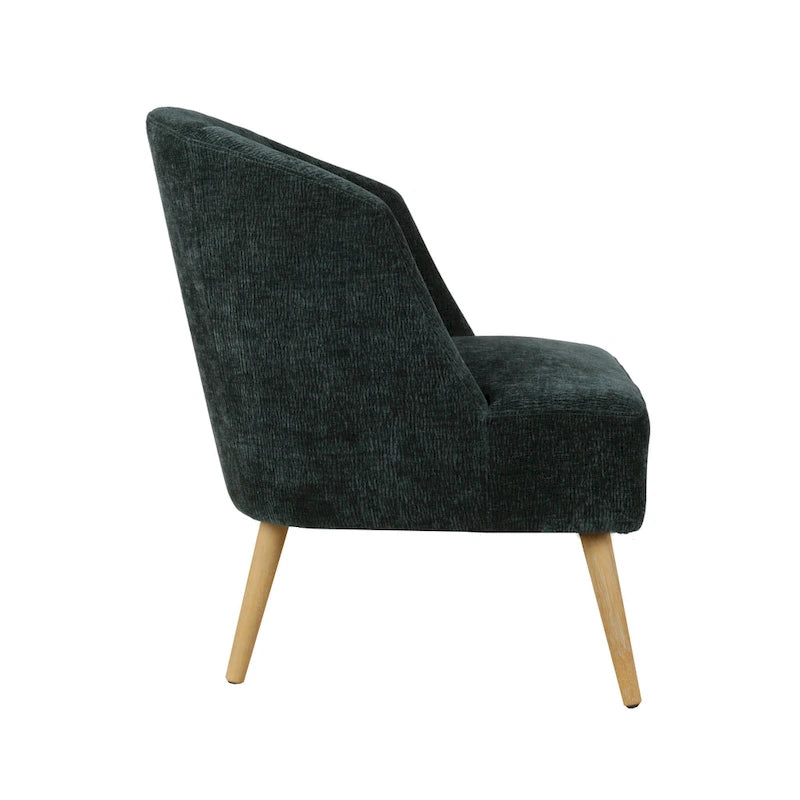 Fauteuil baquet garni de velours côtelé, avec pieds en bois d'hévéa