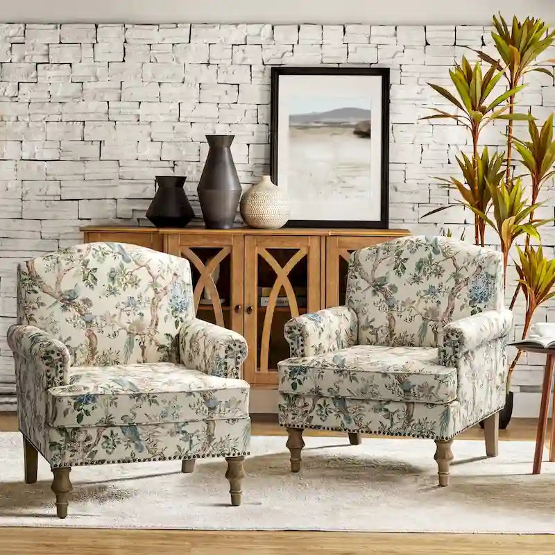 Fauteuils rivetées avec accoudoirs à bord roulé (lot de deux)