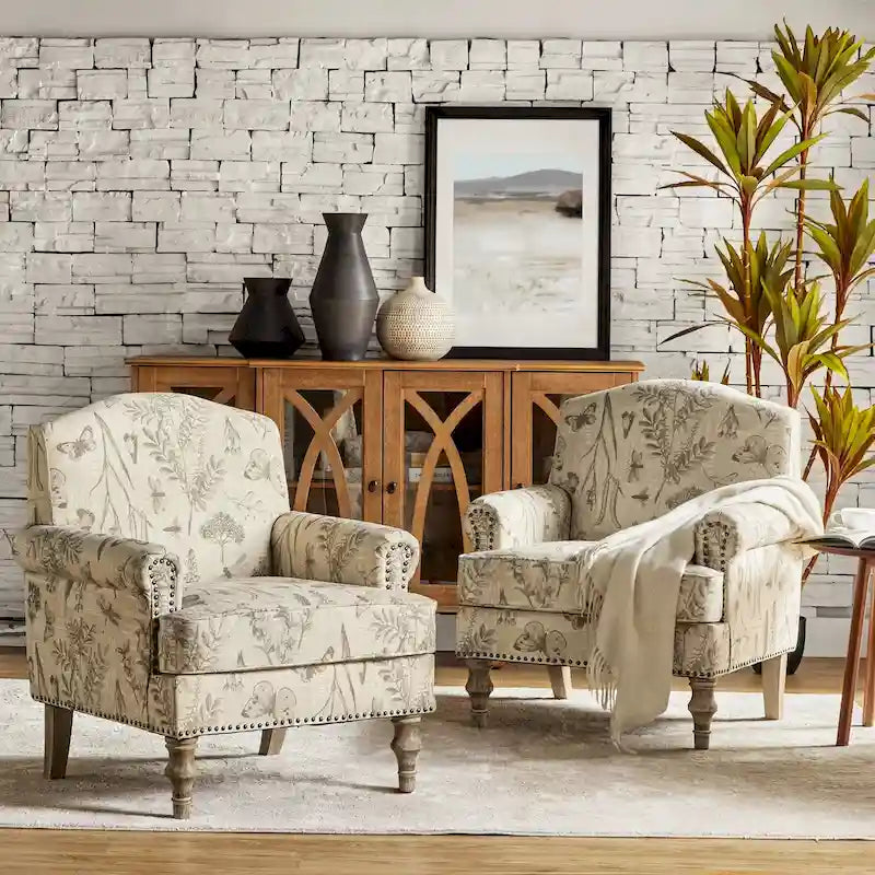 Fauteuils rivetées avec accoudoirs à bord roulé (lot de deux)