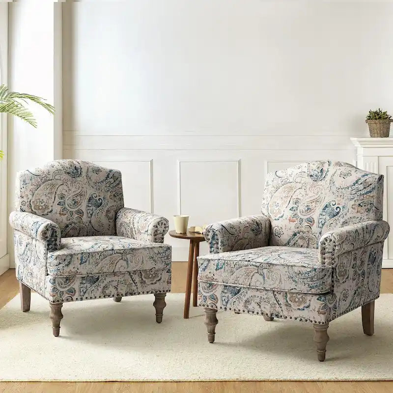 Fauteuils rivetées avec accoudoirs à bord roulé (lot de deux)