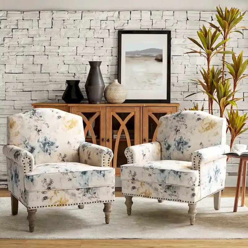 Fauteuils rivetées avec accoudoirs à bord roulé (lot de deux)