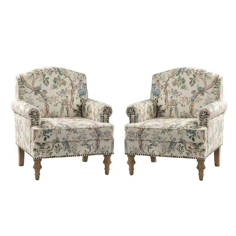 Fauteuils rivetées avec accoudoirs à bord roulé (lot de deux)