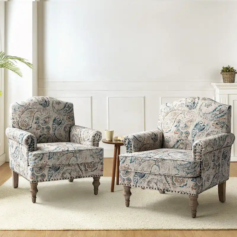 Fauteuils rivetées avec accoudoirs à bord roulé (lot de deux)