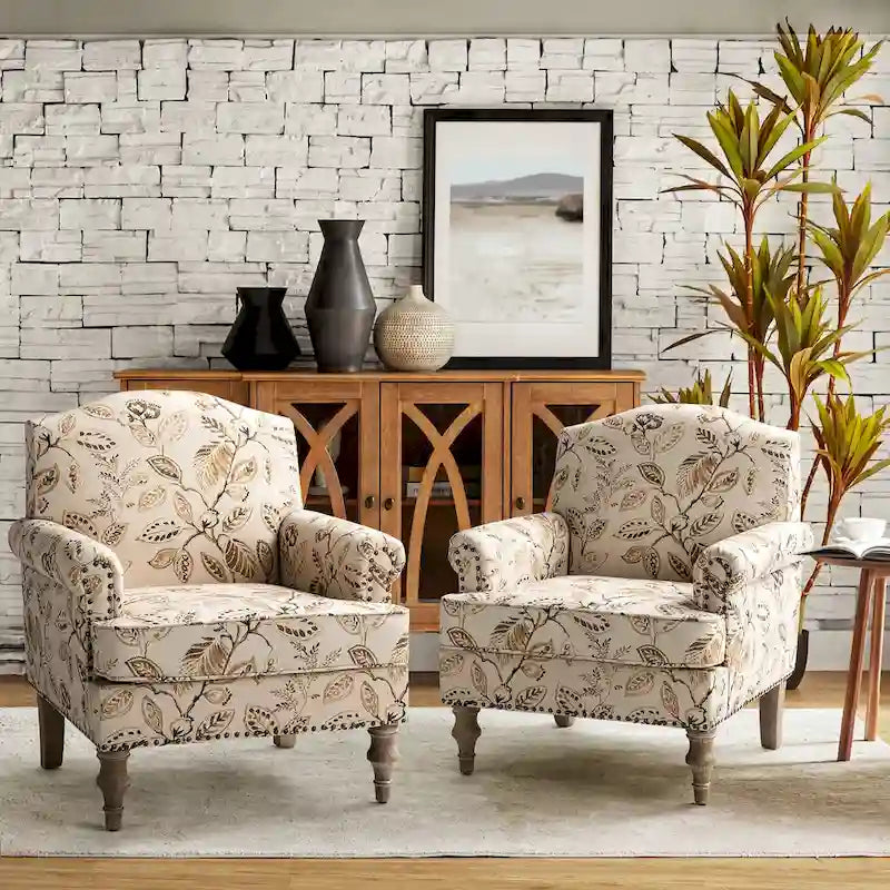 Fauteuils rivetées avec accoudoirs à bord roulé (lot de deux)