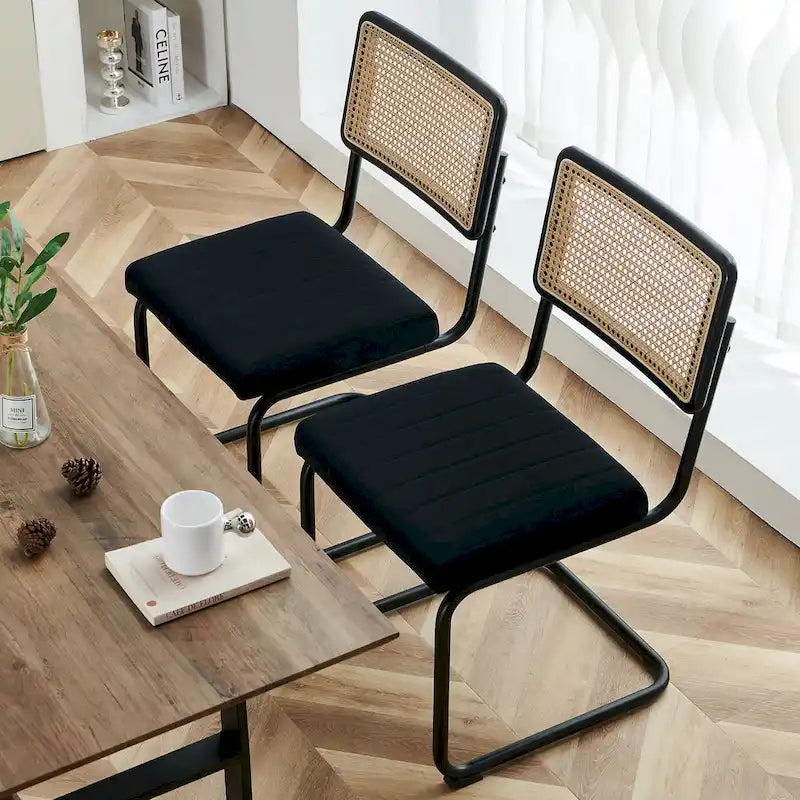 Chaises de salle à manger en rotin tapissées de velours, lot de 2/4
