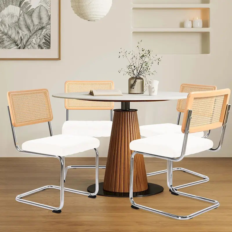 Chaises de salle à manger en rotin tapissées de velours, lot de 2/4