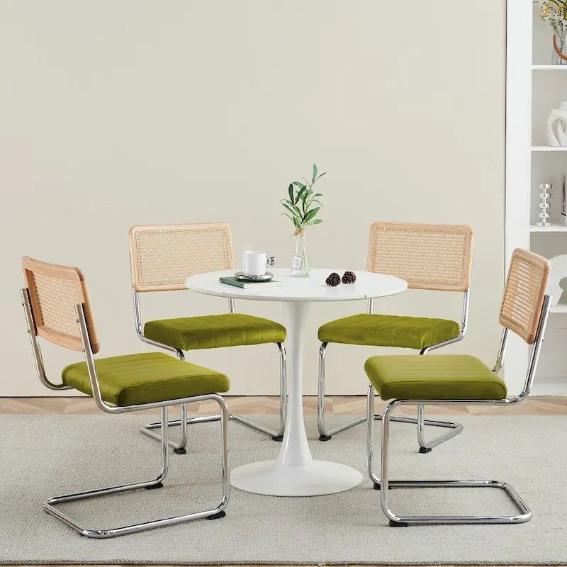 Chaises de salle à manger en rotin tapissées de velours, lot de 2/4