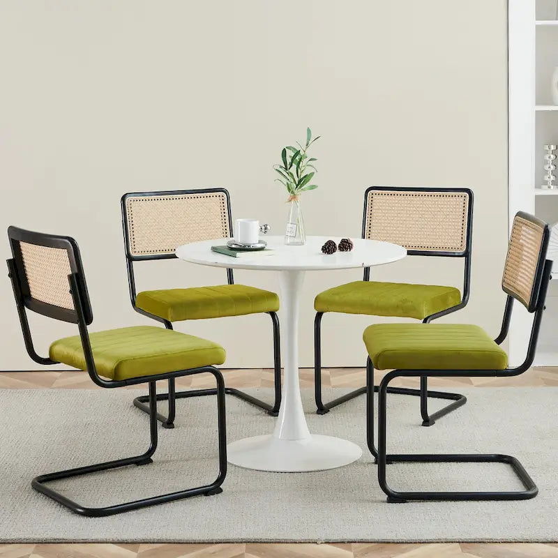 Chaises de salle à manger en rotin tapissées de velours, lot de 2/4
