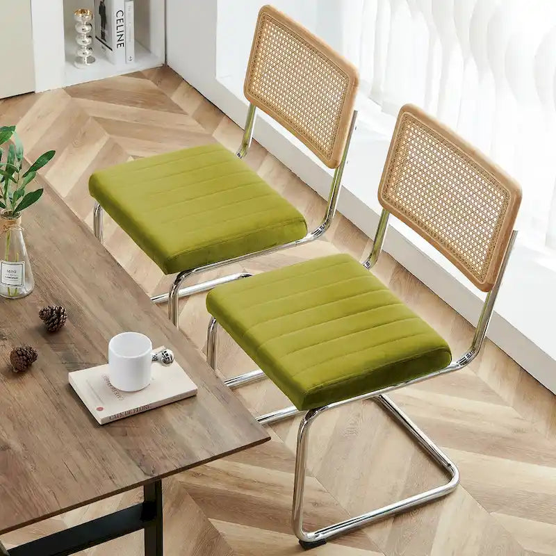Chaises de salle à manger en rotin tapissées de velours, lot de 2/4