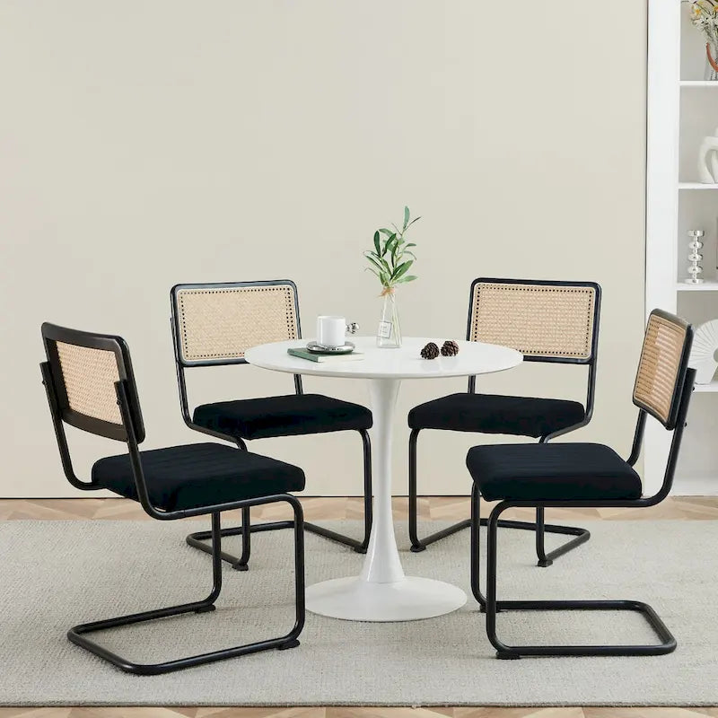 Chaises de salle à manger en rotin tapissées de velours, lot de 2/4