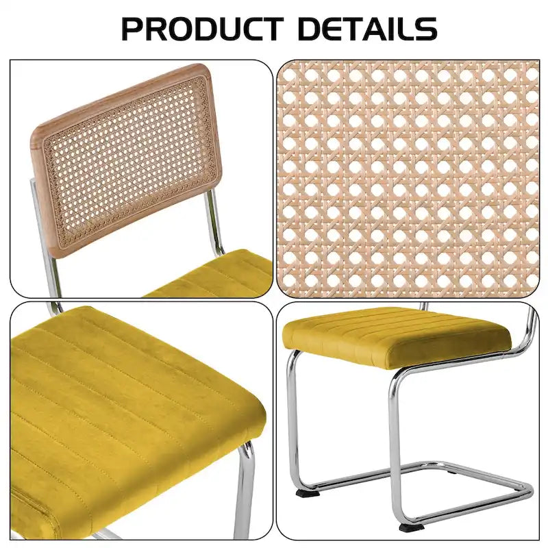 Chaises de salle à manger en rotin tapissées de velours, lot de 2/4