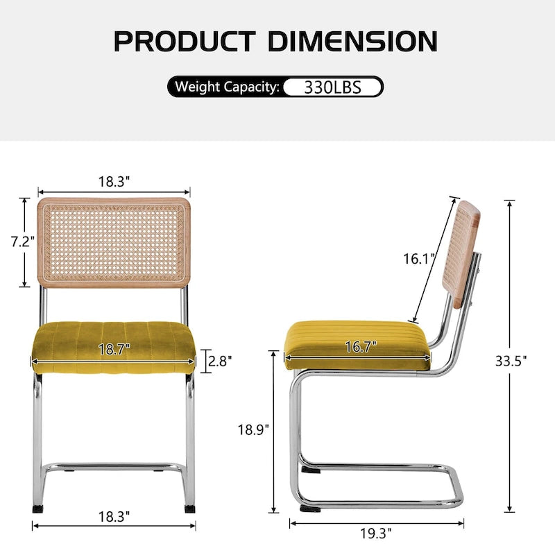Chaises de salle à manger en rotin tapissées de velours, lot de 2/4
