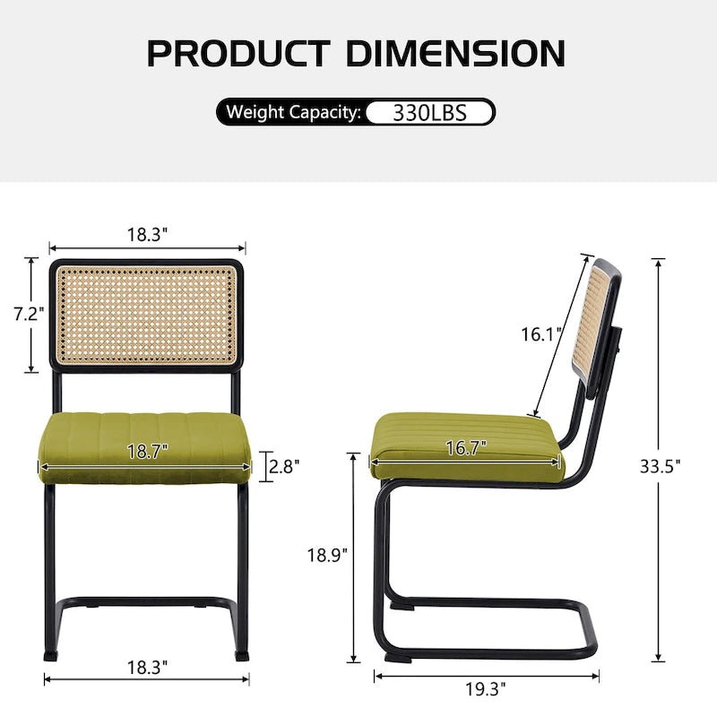 Chaises de salle à manger en rotin tapissées de velours, lot de 2/4