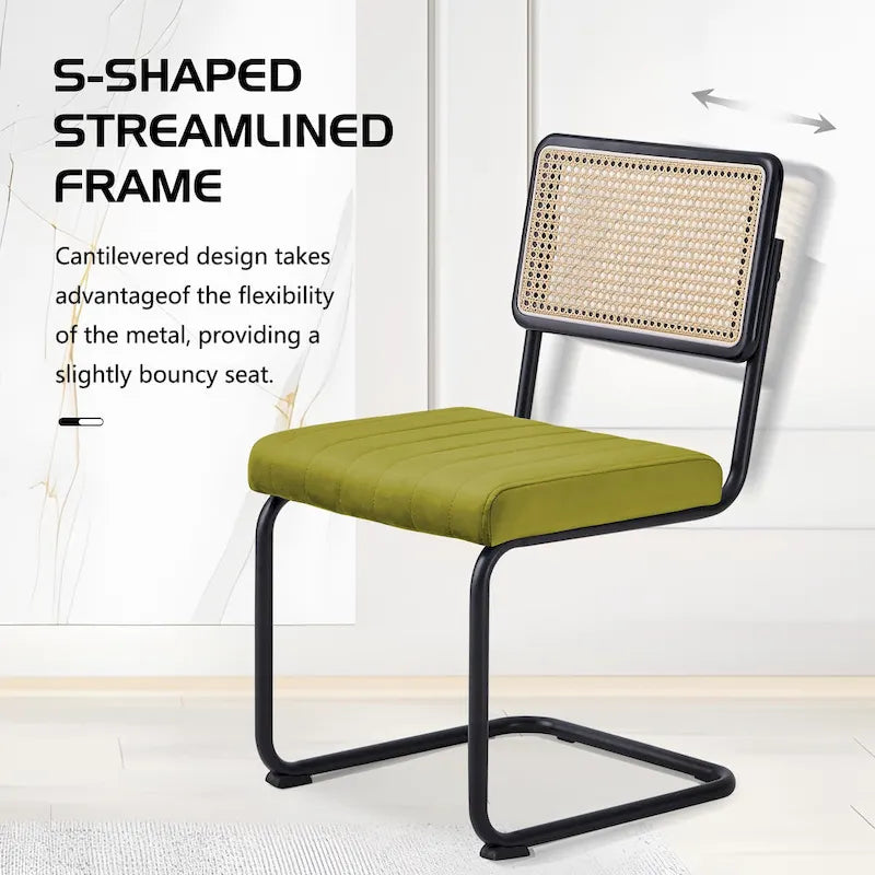 Chaises de salle à manger en rotin tapissées de velours, lot de 2/4