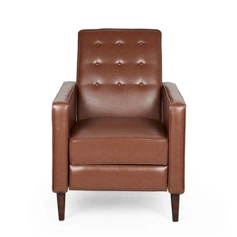 Fauteuil inclinable capitonné en similicuir de style Mid-Century