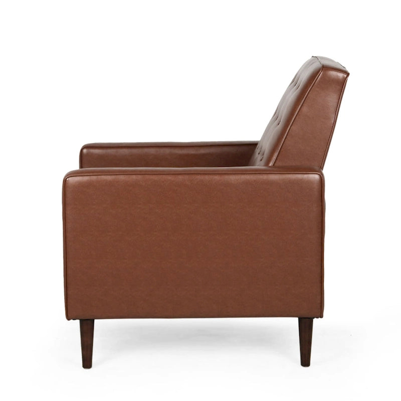 Fauteuil inclinable capitonné en similicuir de style Mid-Century