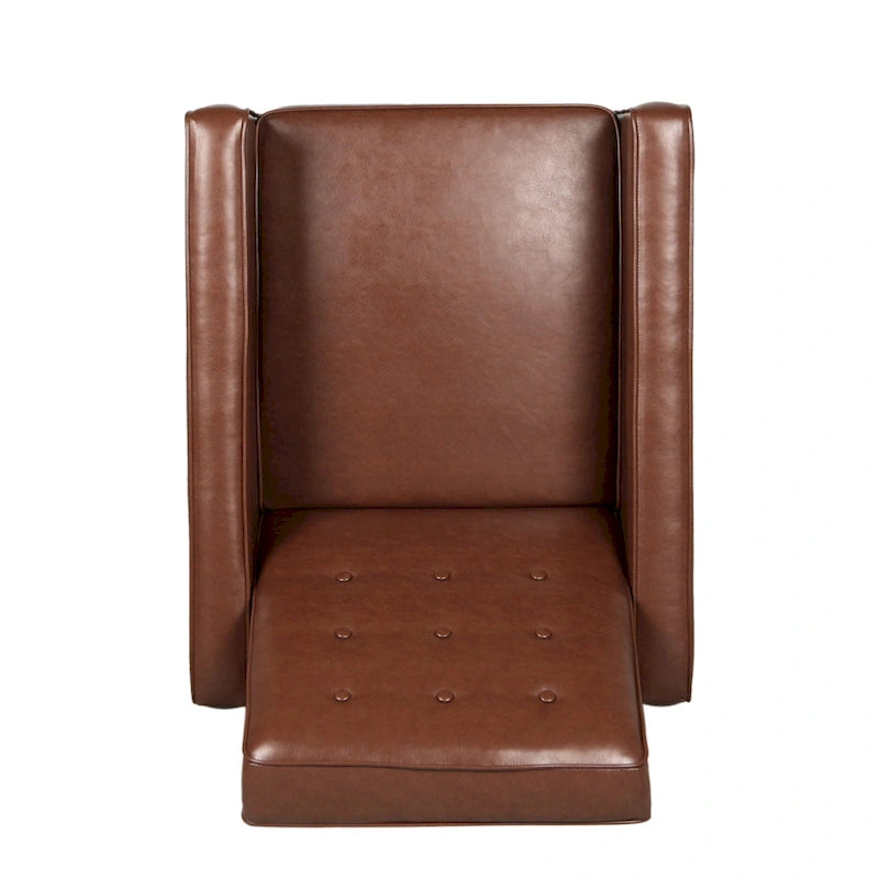 Fauteuil inclinable capitonné en similicuir de style Mid-Century
