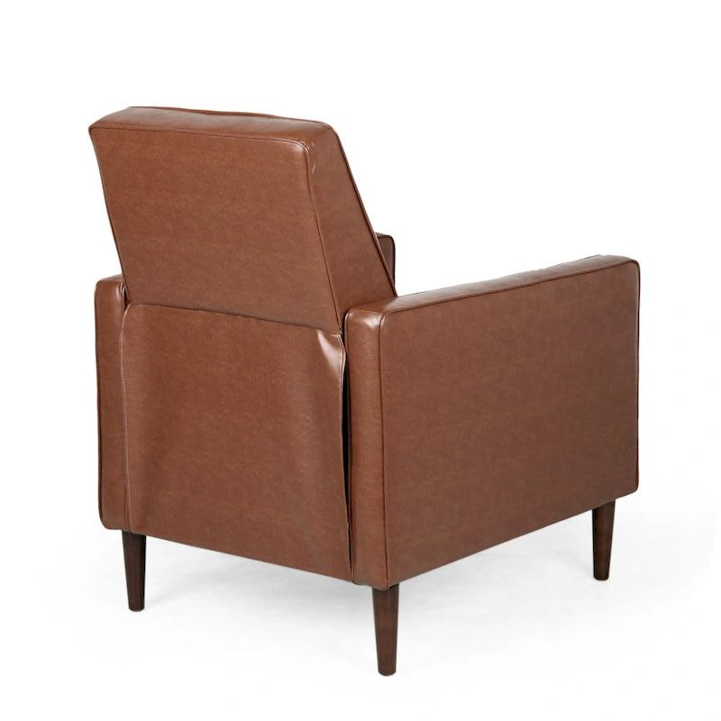 Fauteuil inclinable capitonné en similicuir de style Mid-Century
