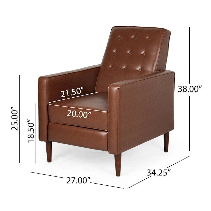 Fauteuil inclinable capitonné en similicuir de style Mid-Century