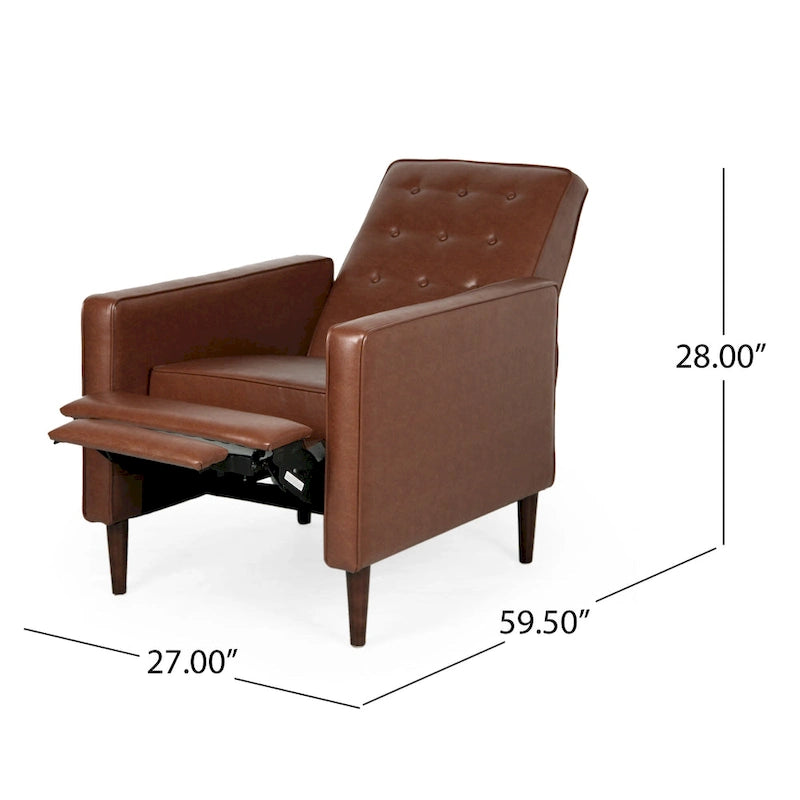 Fauteuil inclinable capitonné en similicuir de style Mid-Century