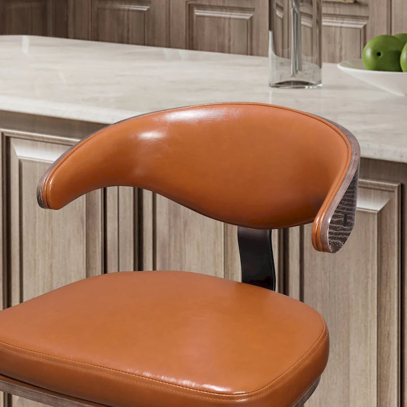 Tabouret de bar réglable pivotant en bois courbé