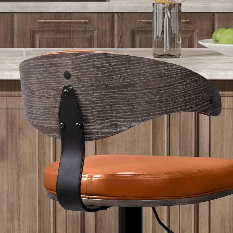 Tabouret de bar réglable pivotant en bois courbé