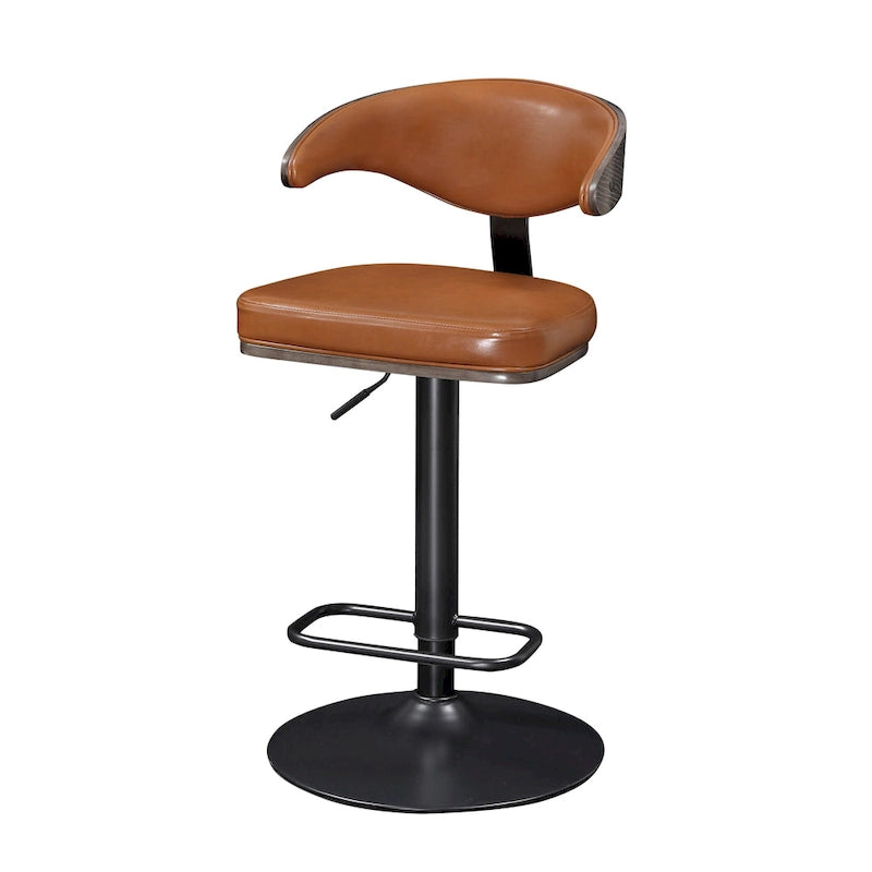 Tabouret de bar réglable pivotant en bois courbé