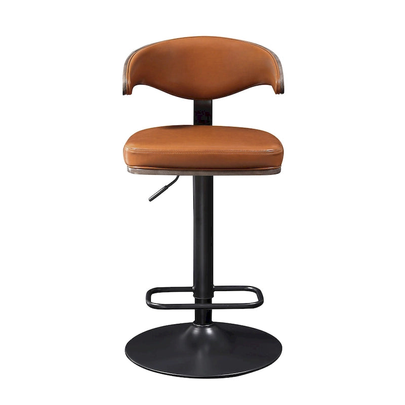 Tabouret de bar réglable pivotant en bois courbé