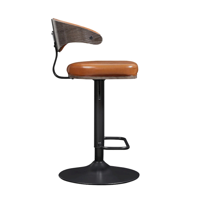 Tabouret de bar réglable pivotant en bois courbé