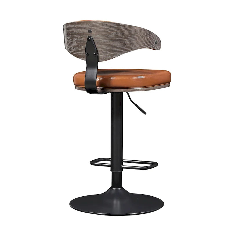 Tabouret de bar réglable pivotant en bois courbé