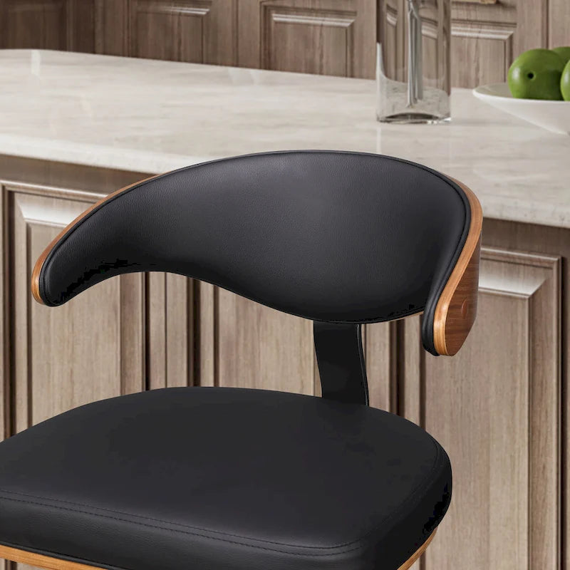 Tabouret de bar réglable pivotant en bois courbé