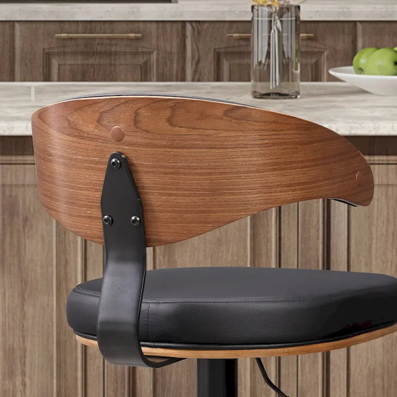 Tabouret de bar réglable pivotant en bois courbé