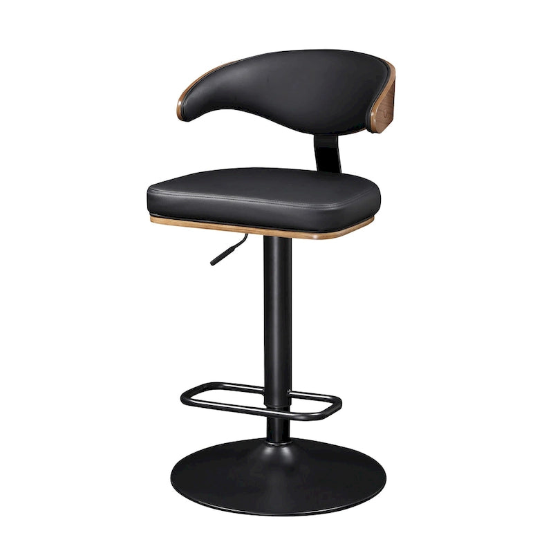 Tabouret de bar réglable pivotant en bois courbé