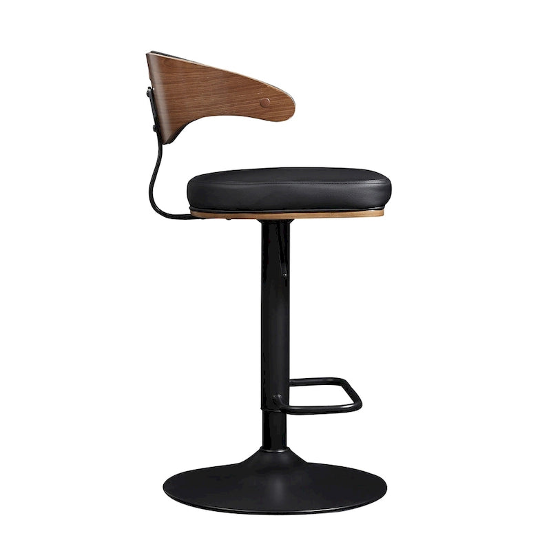 Tabouret de bar réglable pivotant en bois courbé