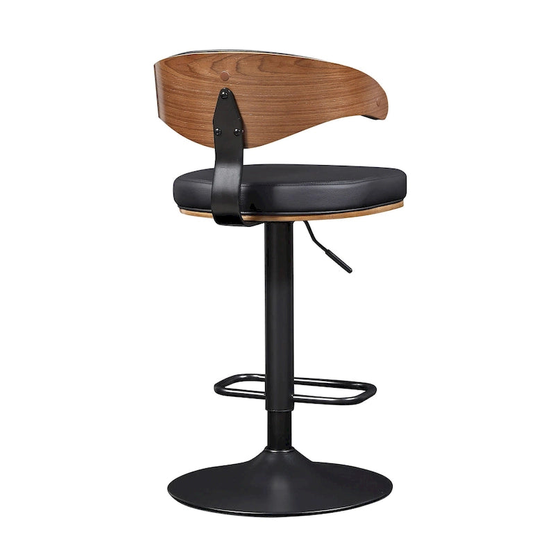 Tabouret de bar réglable pivotant en bois courbé